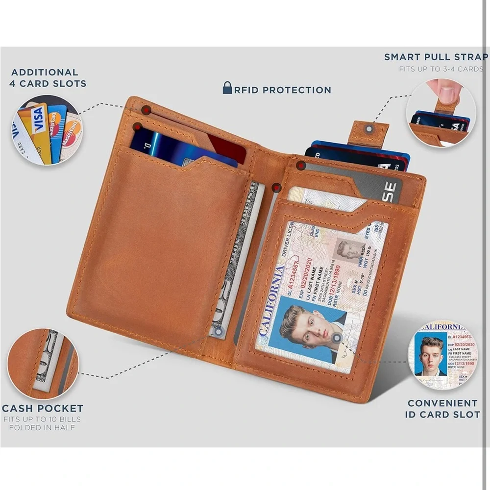 SERMAN BRANDS-‎ Wallets for Men Slim Mens leather RFID Blocking Minimalist Card